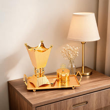 Luxury Gold Bakhoor Incense Burner Set with Decorative Tray - Middle Eastern Home D�cor