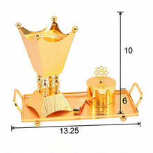 Luxury Gold Bakhoor Incense Burner Set with Decorative Tray - Middle Eastern Home D�cor