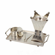 Silver Incense Burner & Tray Set - Luxury Metal Bakhoor Burner with Decorative Accessories