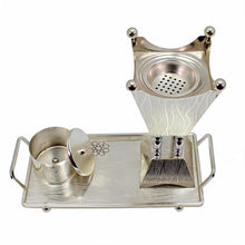 Silver Incense Burner & Tray Set - Luxury Metal Bakhoor Burner with Decorative Accessories