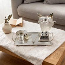 Silver Incense Burner & Tray Set - Luxury Metal Bakhoor Burner with Decorative Accessories