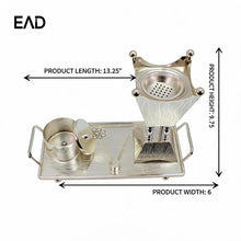 Silver Incense Burner & Tray Set - Luxury Metal Bakhoor Burner with Decorative Accessories