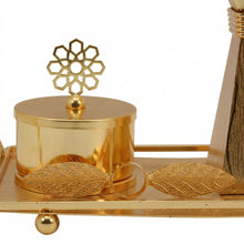 Luxury Black & Gold Bakhoor Incense Burner Set with Decorative Tray - Modern Arabic Home D�cor