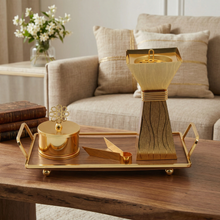 Luxury Black & Gold Bakhoor Incense Burner Set with Decorative Tray - Modern Arabic Home D�cor