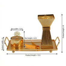 Luxury Black & Gold Bakhoor Incense Burner Set with Decorative Tray - Modern Arabic Home D�cor