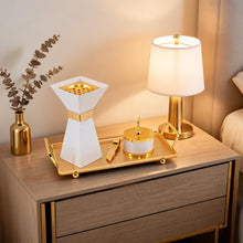 Luxury White & Gold Bakhoor Incense Burner Set with Tray - Modern Arabic Home D�cor