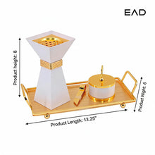 Luxury White & Gold Bakhoor Incense Burner Set with Tray - Modern Arabic Home D�cor