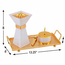 Luxury White & Gold Bakhoor Incense Burner Set with Tray - Modern Arabic Home D�cor