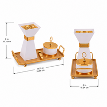 Luxury White & Gold Bakhoor Incense Burner Set with Tray - Modern Arabic Home Decor
