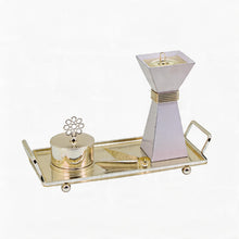 Modern White & Silver Bakhoor Incense Burner Set with Tray - Minimalist Arabic Home Decor