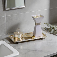 Modern White & Silver Bakhoor Incense Burner Set with Tray - Minimalist Arabic Home Decor