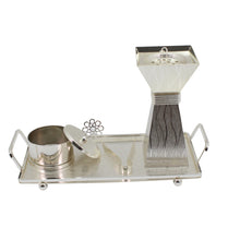 Luxury Silver Bakhoor Incense Burner Set with Decorative Tray - Modern Arabic Home D�cor