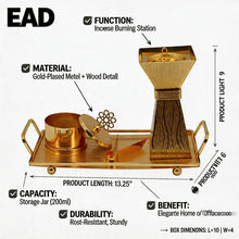 Gold Pyramid Incense Burner & Tray Set - Luxury Metal Bakhoor Burner with Decorative Accessories