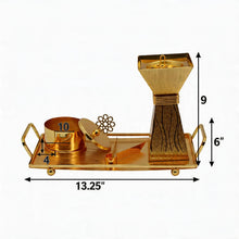 Gold Pyramid Incense Burner & Tray Set - Luxury Metal Bakhoor Burner with Decorative Accessories