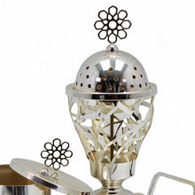 Geometric Lattice Dome Silver Bakhoor Incense Burner Set with Rectangular Tray
