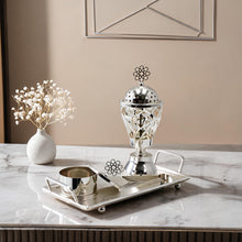 Geometric Lattice Dome Silver Bakhoor Incense Burner Set with Rectangular Tray