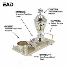 Geometric Lattice Dome Silver Bakhoor Incense Burner Set with Rectangular Tray