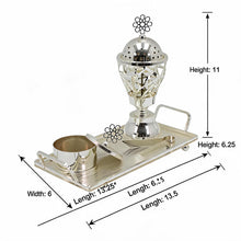 Geometric Lattice Dome Silver Bakhoor Incense Burner Set with Rectangular Tray