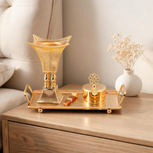 Luxury Gold Bakhoor Incense Burner Set with Tray - Ornate Arabic Mabkhara Home D�cor