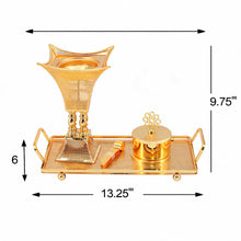 Luxury Gold Bakhoor Incense Burner Set with Tray - Ornate Arabic Mabkhara Home D�cor