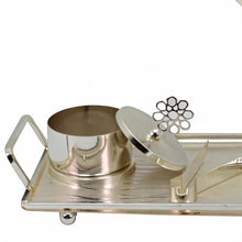 Perforated Crown Tower Silver Bakhoor Incense Burner Set with Rectangular Tray