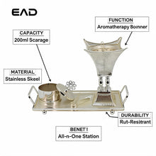 Perforated Crown Tower Silver Bakhoor Incense Burner Set with Rectangular Tray