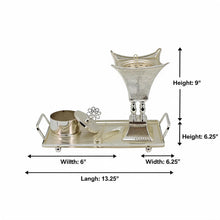 Perforated Crown Tower Silver Bakhoor Incense Burner Set with Rectangular Tray