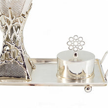 Luxury Silver Bakhoor Incense Burner Set with Tray - Modern Arabic Mabkhara Home D�cor