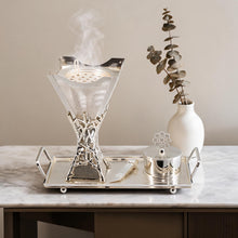 Luxury Silver Bakhoor Incense Burner Set with Tray - Modern Arabic Mabkhara Home D�cor