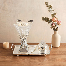 Luxury Silver Bakhoor Incense Burner Set with Tray - Modern Arabic Mabkhara Home D�cor