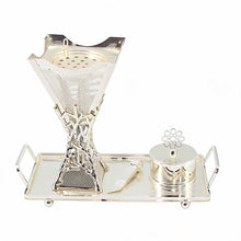 Luxury Silver Bakhoor Incense Burner Set with Tray - Modern Arabic Mabkhara Home D�cor