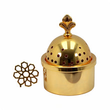 Floral Dome Gold Bakhoor Incense Burner Set with Storage Canister & Tray