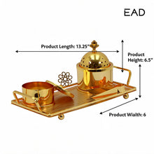 Floral Dome Gold Bakhoor Incense Burner Set with Storage Canister & Tray