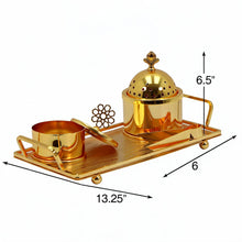 Floral Dome Gold Bakhoor Incense Burner Set with Storage Canister & Tray