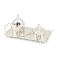 Luxury Silver Bakhoor Incense Burner & Storage Jar Set with Tray - Modern Arabic Home D�cor