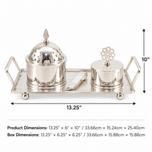Luxury Silver Bakhoor Incense Burner & Storage Jar Set with Rectangular Tray