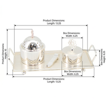Luxury Silver Bakhoor Incense Burner & Storage Jar Set with Tray - Modern Arabic Home D�cor