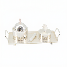 Luxury Silver Bakhoor Incense Burner & Storage Jar Set with Tray - Modern Arabic Home D�cor