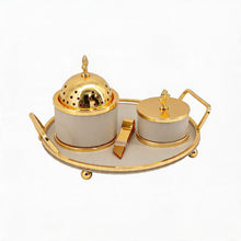 Luxury Beige & Gold Bakhoor Incense Burner Set with Storage Jar & Tray - Elegant Arabic Home D�cor