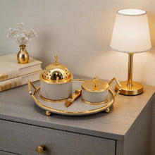 Luxury Beige & Gold Bakhoor Incense Burner Set with Storage Jar & Tray - Elegant Arabic Home D�cor
