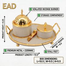 Luxury Beige & Gold Bakhoor Incense Burner Set with Storage Jar & Tray - Elegant Arabic Home D�cor