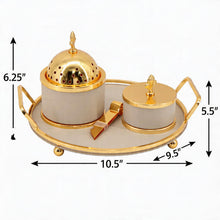 Luxury Beige & Gold Bakhoor Incense Burner Set with Storage Jar & Tray - Elegant Arabic Home D�cor