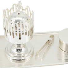 Luxury Silver Bakhoor Incense Burner Set with Storage Jar, Tongs & Tray - Modern Arabic Home D�cor