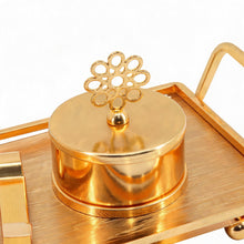 Luxury Gold Wire Mabkhara Bakhoor Incense Burner Set with Storage Jar, Tongs & Decorative Tray