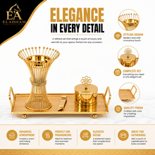 Luxury Gold Wire Mabkhara Bakhoor Incense Burner Set – Decorative Tray, Storage Jar & Tongs