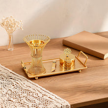 Luxury Gold Wire Mabkhara Bakhoor Incense Burner Set with Storage Jar, Tongs & Decorative Tray