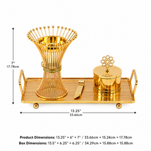 Luxury Gold Wire Mabkhara Bakhoor Incense Burner Set – Decorative Tray, Storage Jar & Tongs