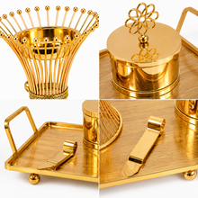 Luxury Gold Wire Mabkhara Bakhoor Incense Burner Set – Decorative Tray, Storage Jar & Tongs