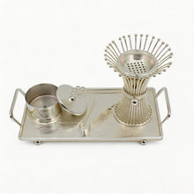 Fluted Wire Crown Silver Bakhoor Incense Burner Set with Rectangular Tray