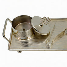 Fluted Wire Crown Silver Bakhoor Incense Burner Set with Rectangular Tray